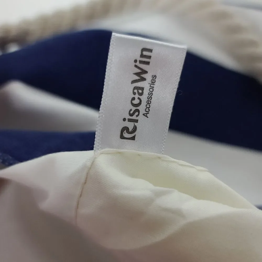 Risca Win blue & white striped Beach tote bag